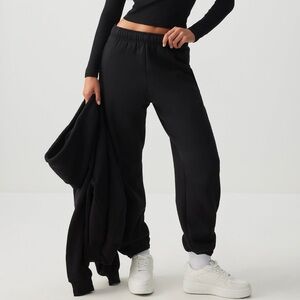 Black High-Rise Wide Leg Sweatpants - Women Pants